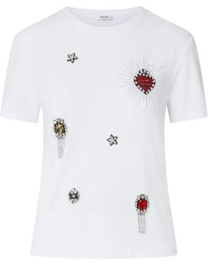 Liu Jo Tops ,Katoen T-Shirt Met Ronde Hals - Wit