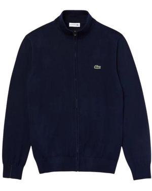 Lacoste Pullover Met Opstaande Kraag En Rits - Blauw