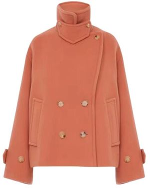 Chloé Double-Breasted Coats - Naranja