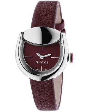Gucci Accessoires ,Rood ,Leer Horsebit Horloge - Paars