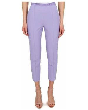Elisabetta Franchi Lavendel zigarettenhose mit stickerei - Lila