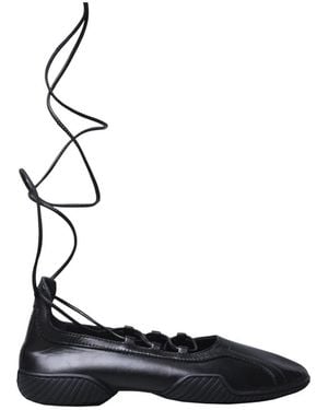 Miista Zwarte Kant Brogues Platte Schoenen - Blauw