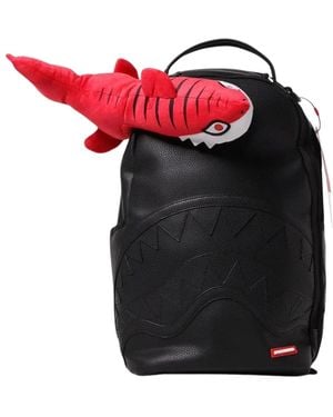 Sprayground Tassen ,Zwart ,Leer Shark Attack Pluche Rugzak - Rood