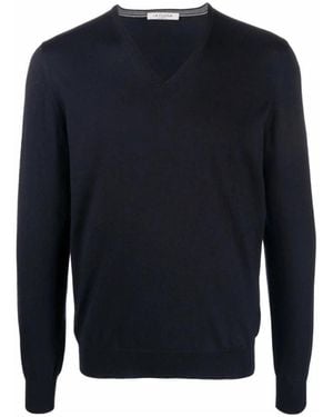 La Fileria V-Neck Knitwear - Blue