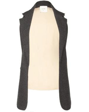 Alysi Wollen Micro-Check Gilet - Grijs