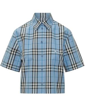 Burberry Shirt Met Korte Mouwen - Blauw