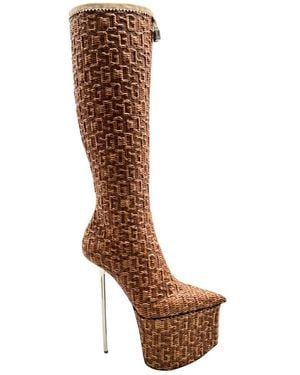 Gcds Heeled Boots - Brown