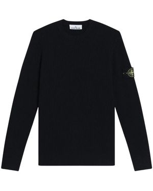 Stone Island Garment-Dyed Katoenen Gebreide Trui - Zwart