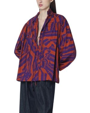 Dries Van Noten Bluse Mit Raffung Am Halsausschnitt - Rot