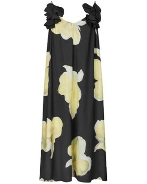 Stine Goya Kleedjes ,Veelkleurig ,Floral Long Dress - Zwart