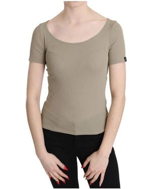 Gianfranco Ferré Tops ,Groen ,Nylon Slim Fit T-Shirt Met Ronde Hals - Grijs