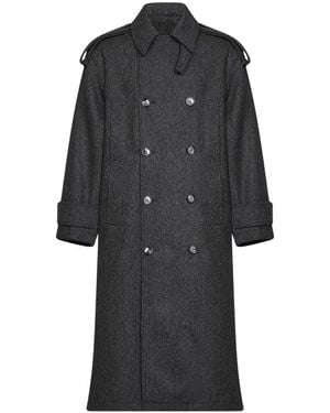 Ami Paris Wolliger Zweireihiger Trenchcoat - Schwarz