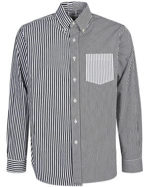 E.L.V. Denim Overhemden ,Zwart ,Katoen Contrast Gestreept Katoenen Overhemd - Blauw