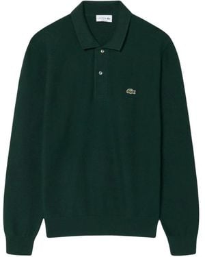 Lacoste Tops ,Groen ,Katoen Klassieke Gebreide Polo Met Lange Mouwen