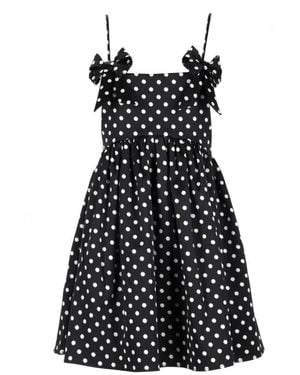 Ganni Polka-Dot Satin Mini Jurk - Zwart