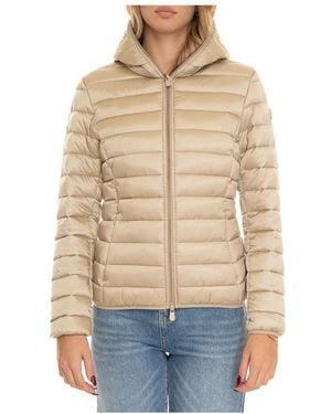 Save The Duck Gepolsterte Kapuzenjacke Mit Armlogo - Natur
