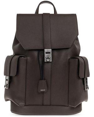 Ferragamo Twins Leather Backpack - Zwart