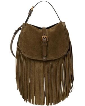 Etro Kleine Pony Umhängetasche Mit Fransen - Braun