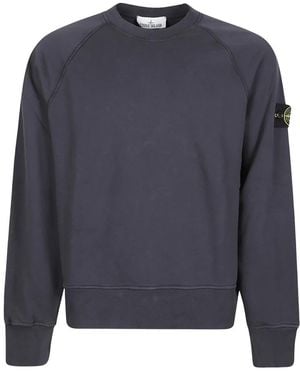 Stone Island Hoodies & Sweatvesten ,Blauw ,Katoen Ronde Hals Sweater