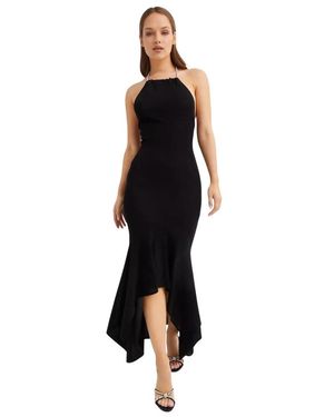 Alexandre Vauthier Lange Viscose Jurk Met Strasskoord - Zwart