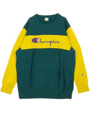 Champion Color Block Kangaroo-Taschen-Sweatshirt - Gelb