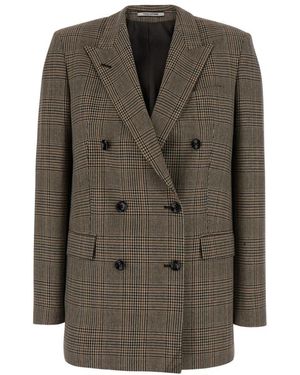 Tagliatore Jassen ,Bruin ,Wol Jasmine Double Breasted Check Jacket - Groen