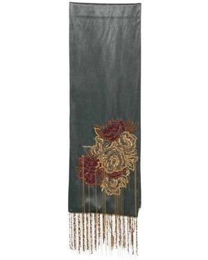 Dries Van Noten Accessoires ,Groen ,Pailletten Sjaal Met Kralen En Franjes - Grijs