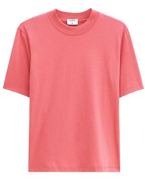 Filippa K Tops ,Rood ,Katoen Mock Neck T-Shirt Met Moderne Details - Roze