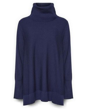 Elena Miro Truien & Vesten ,Blauw ,Polyester Viscose Turtleneck Sweater