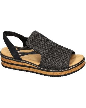 Rieker Schoenen ,Zwart ,Plateau Sandal 62941-00