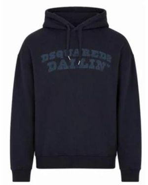 DSquared² Hoodies & Sweatvesten ,Blauw ,Katoen Logo Print Katoenen Hoodie