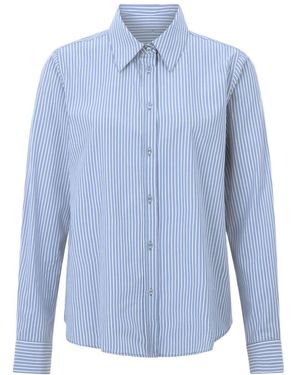 Rich & Royal Gestreifte Baumwoll-Basic-Bluse - Blau