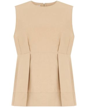 Vince Tops ,Katoen Geplooide Mouwloze Blouse - Naturel