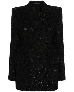 Balenciaga Chic Tweed Button-Up Jacket - Black