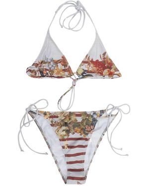 Jean Paul Gaultier Badmode ,Veelkleurig ,Tweed Printed Marinière Bikini Set - Metallic