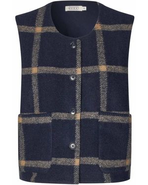 Masai Jassen ,Blauw ,Leer Gilet Zonder Mouwen
