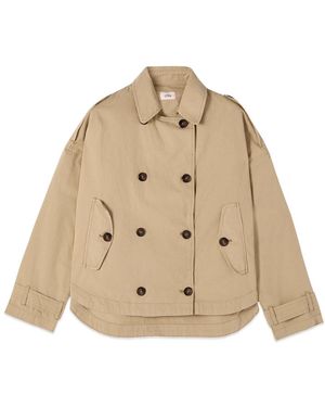 Oltre Korte Katoenen Trenchcoat - Naturel
