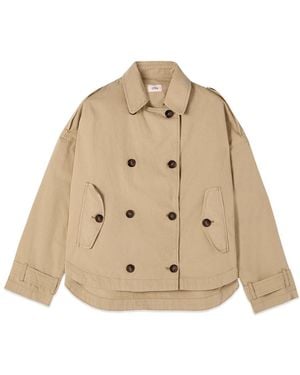 Oltre Korte Katoenen Trenchcoat - Naturel
