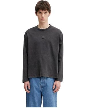 Filling Pieces Boxy Bestickter Pullover - Schwarz