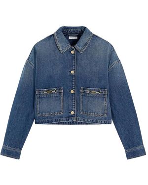 Tommy Hilfiger Jassen ,Blauw ,Katoen Cropped Jacket