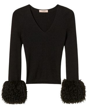 Twinset Truien & Vesten ,Zwart ,V-Hals Gebreide Kleding