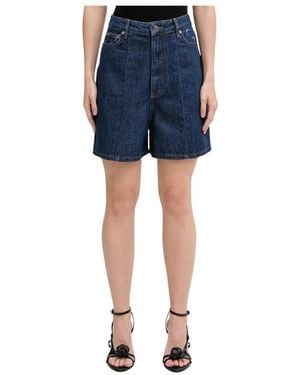 Marine Serre Denim Shorts - Azul