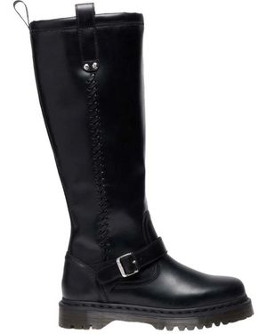 Dr. Martens Schoenen ,Zwart ,Leer Anistone Hoge Bikerlaarzen