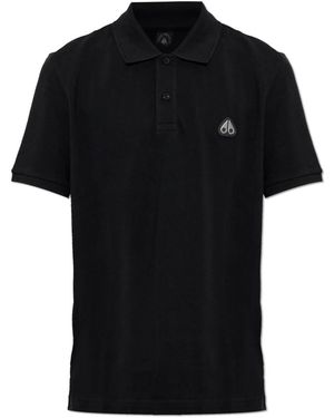 Moose Knuckles Tops ,Zwart ,Katoen Polo Shirt Met Logo Applicatie