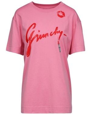 Givenchy Tops ,Roze ,Katoen Graphic Logo T-Shirt