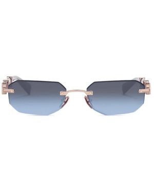 Balmain Geometrische Randlose Sonnenbrille - Blau