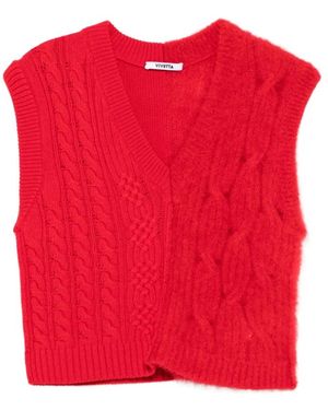 Vivetta Rotes Cable Strick V-Ausschnitt Weste
