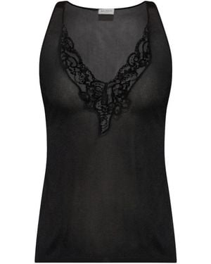 Balmain Tops ,Zwart ,Leer Top Met Kanten Details