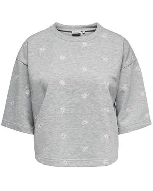 ONLY Onlluna 3/4 O-Neck Sweatshirt - Grijs