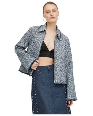 Samsøe & Samsøe Jacke Mit Reißverschluss Und Tweed-Effekt - Blau